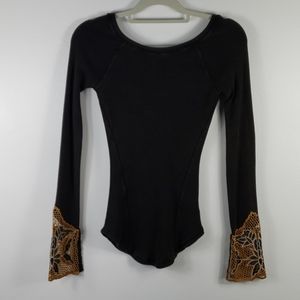 Free People Long Sleeve Scooped Back Shirt